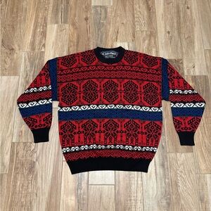 Vintage Ossi Skiwear Men’s Geometric Wool Blend Sweater